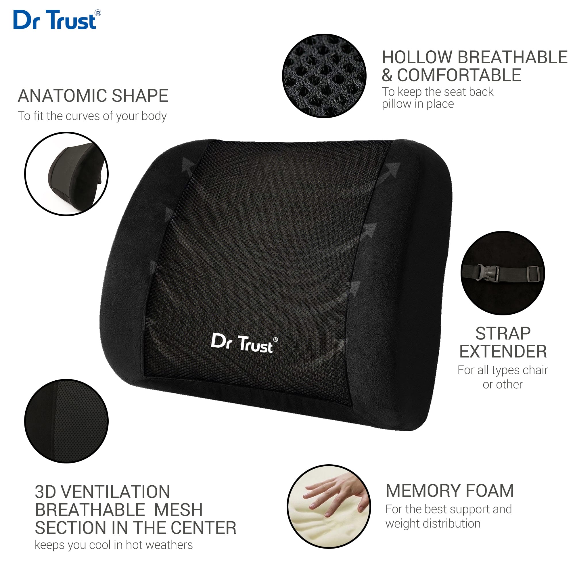 Dr Trust USA Backrest Pillow 305 - DrTrust